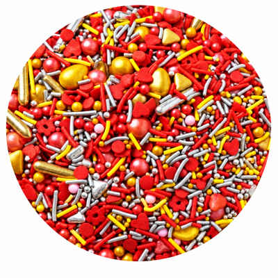 Sprinkles Corazon Rojo Rods Dorado 80grs.