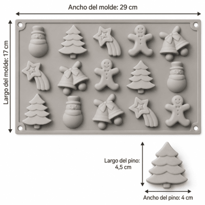 Molde Silicona Navidad 15div.