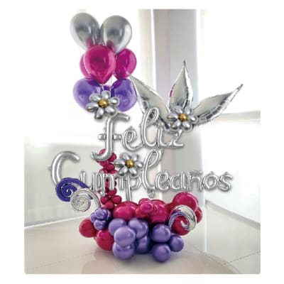 Set de Globos Feliz Cumpleaños Morado/Fucsia1