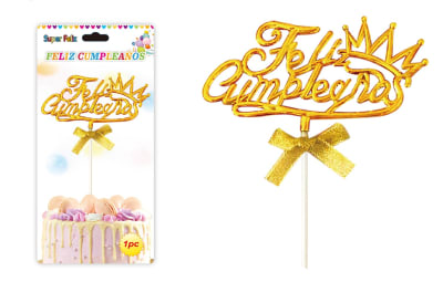 Topper para Torta - Letras Doradas plástico1