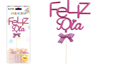 Topper Feliz Dia Fucsia