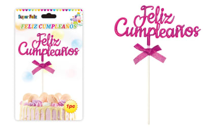 Topper para Torta - Letra Fucsia Plástico1
