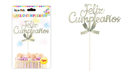 Topper para Torta - Letra Plateado Plástico