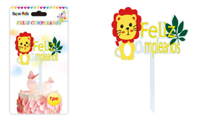 Topper Feliz Cumpleaños - León plástico1