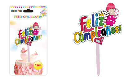 Topper Feliz Cumpleaños Globos
