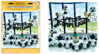 Set Feliz Cumpleaños Futbol, Botella y Copa1