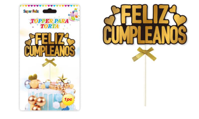 Topper Feliz Cumpleaños-Letras Doradas