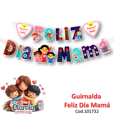 Guirnalda Feliz Dia Mama 15pcs.