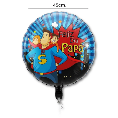 Globo Feliz Dia Papa Super Heroe Celeste 1u.