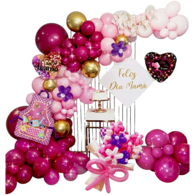 Set de Globos Feliz dia Mama Fucsia 72 pzs.