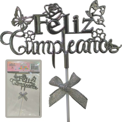 Topper Super Feliz Plateado1