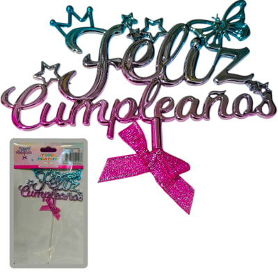 Topper para Torta celeste-lila Super Feliz1