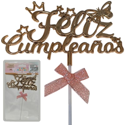 Topper Super Feliz Golden Rose1