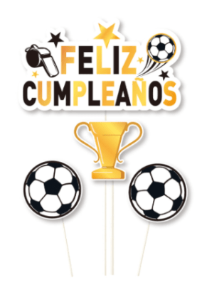 Toppers Feliz Cumpleaños Futbol 4pzas.1