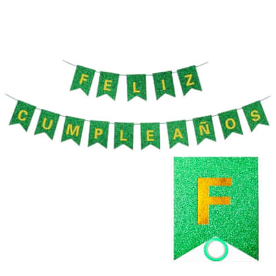 Guirnalda Feliz Cumpleaños Holografico Verde