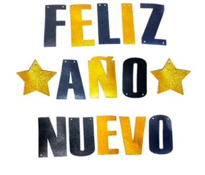 Guirnalda Feliz año nuevo Negro con Dorado1