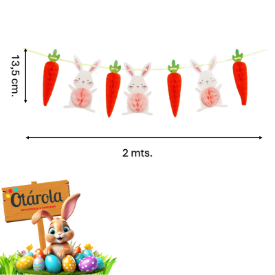 Guirnalda Pascua Conejos y Zanahorias 2mts.