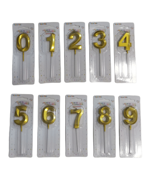 Vela Numero Dorado Chico 0 -91