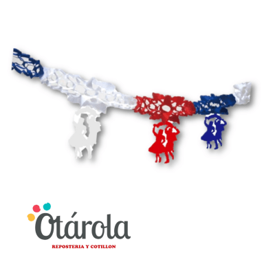 Guirnalda Huasos Bailando Cueca Fiestas Patrias.