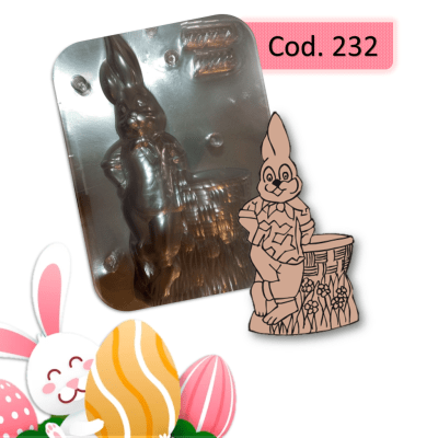 Molde plastico Conejo con Canasto 1Div.