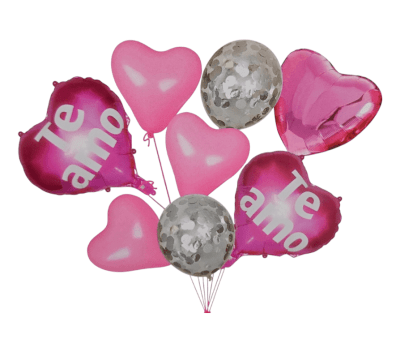 Set de Globos Te Amo Rosado 8 pzs