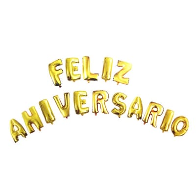 Globo Foil feliz aniversario dorado