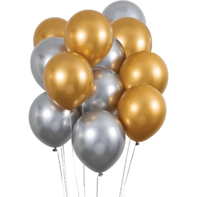 Globo Metalizado Dorado y Plata 10u.