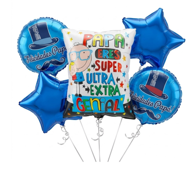 Globo Feliz dia Papa Estrellas Azul 5pcs.