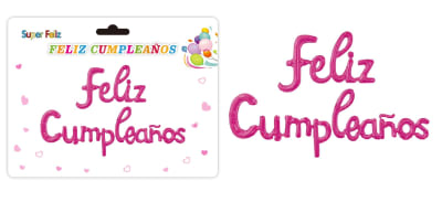 Globo Foil Letras Feliz Cumpleaños Fucsia