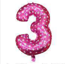 Globo Foil Fucsia Corazones Numero 3 26