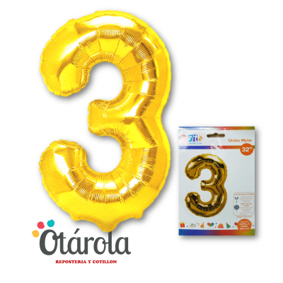 Globo Foil Dorado Numero 3