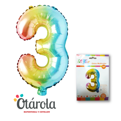 Globo Foil Multicolor Numero 3