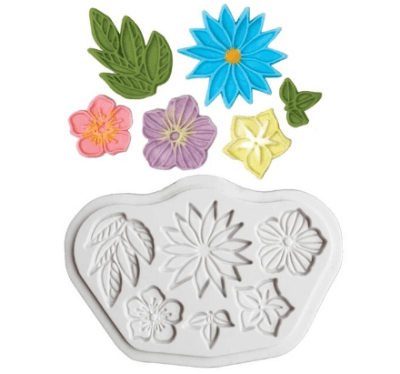 Molde Silicona Flores-maravilla-hojas 6div.1
