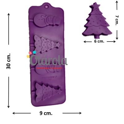 Molde silicona navidad Pino - Mono de Nieve 4div.