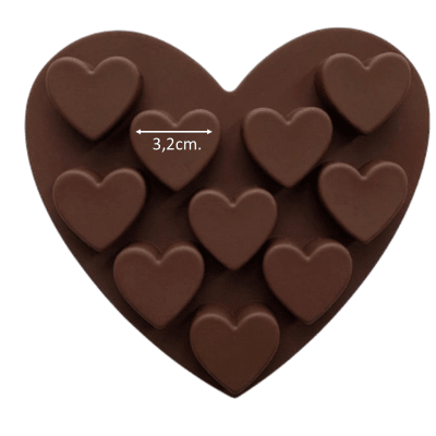 Molde Silicona Corazon 10 Div.