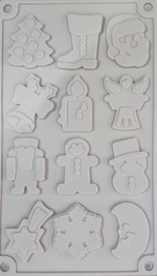 Molde Silicona Navidad 12div.
