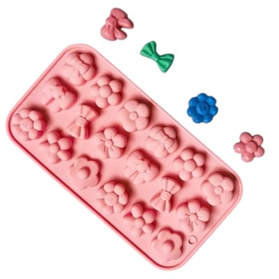 Molde Silicona Flores y Lazos 18div.