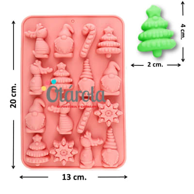 Molde Silicona Navidad 16 div.