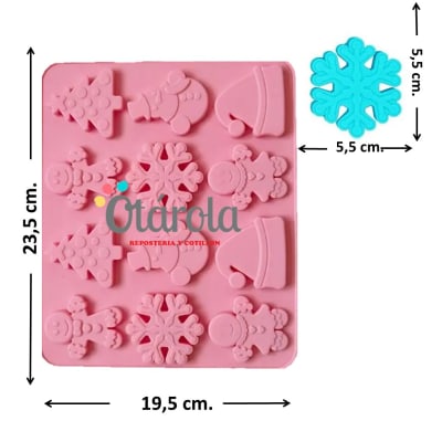 Molde Silicona Navidad 12 div.