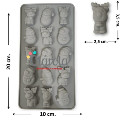 Molde Silicona Navidad Reno y Mono de Nieve 15 div.1