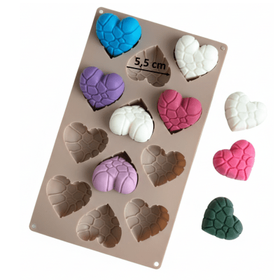 Molde Silicona Corazon Craquelado 12 div.1