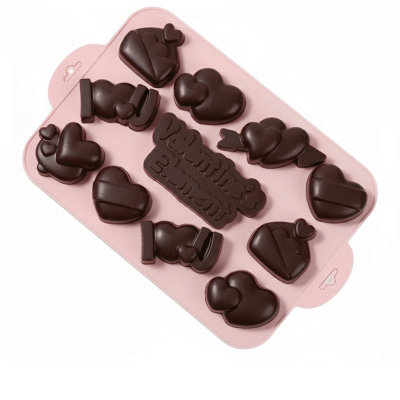 Molde Silicona Corazon 11div.