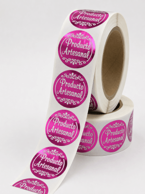 Etiquetas Producto Artesanal Fucsia 1000u. (Rollo)1