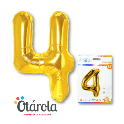 Globo Foil Dorado Numero 4