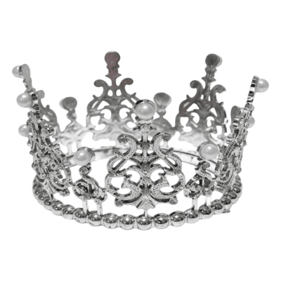Corona Plastica Plateada Perla 10cm