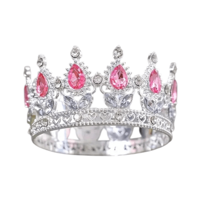 Corona Plastica Rosa Plateada 8 cm