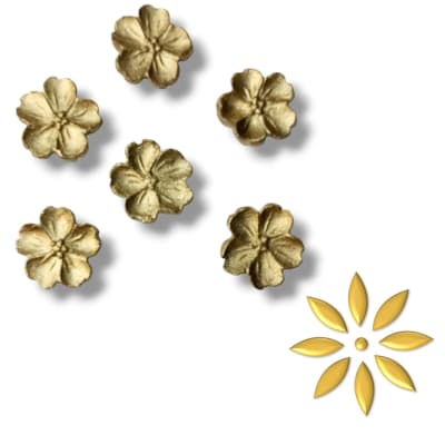 Decoracion Azucar Flores Chicas Dorado