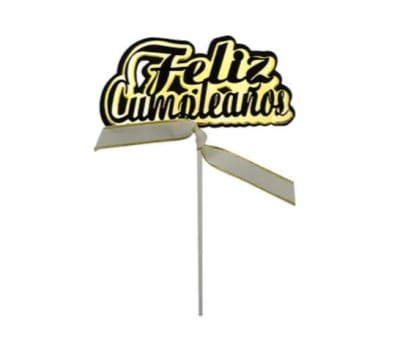 Topper Feliz Cumpleaños Dorado y negro1