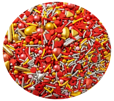 Sprinkles Corazon Rojo Rods Dorado 80grs.