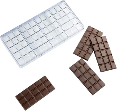 Molde Acrilico para Barras de Chocolate 4Div.